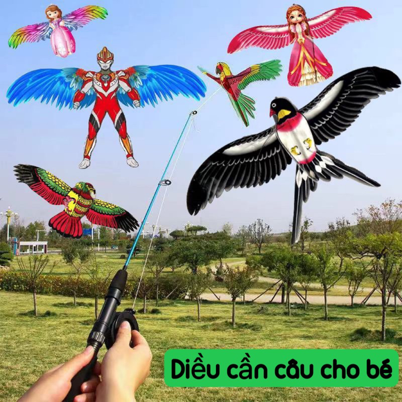 Diều mini,diều cần câu cầm tay ,cần câu thả diều ,diều 3d min +Kèm cần câu,diều thả ngoài trời,diều mini cần câu