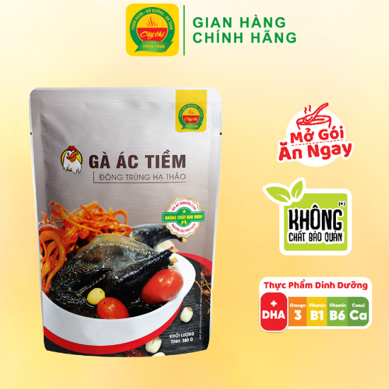 Gà Ác Tiềm Đông Trùng Hạ Thảo thương hiệu Cây Thị-Mở gói ăn ngay 380G