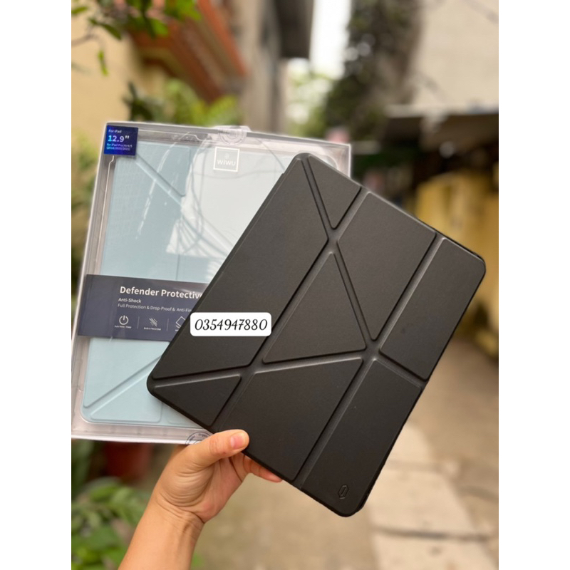 Bao da WIWU TPU gập tam giác cho iPad Pro 12.9 2020/ 2021 M1/ 2022 M2 Defender Smart Cover chính hãng sang trọng