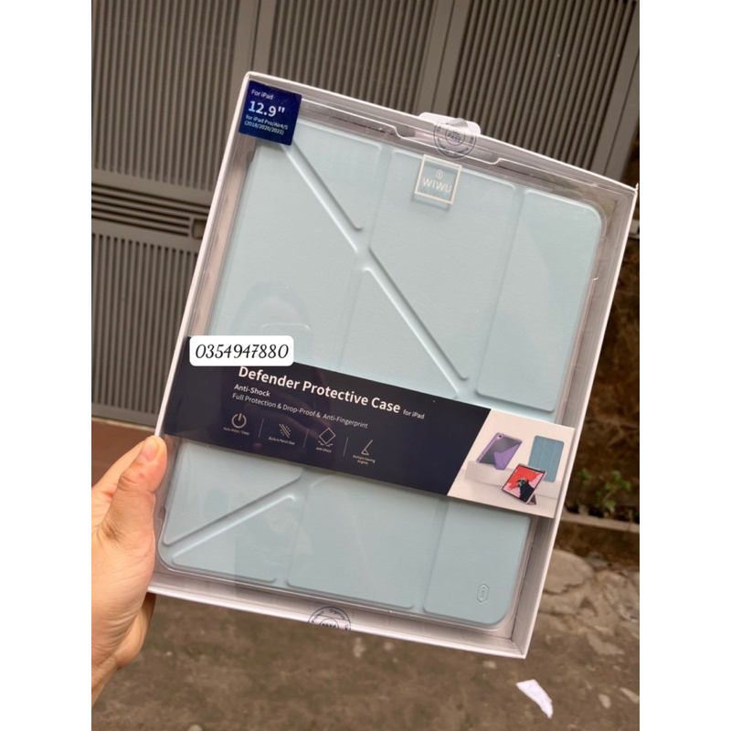 Bao da WIWU TPU gập tam giác cho iPad Pro 12.9 2020/ 2021 M1/ 2022 M2 Defender Smart Cover chính hãng sang trọng