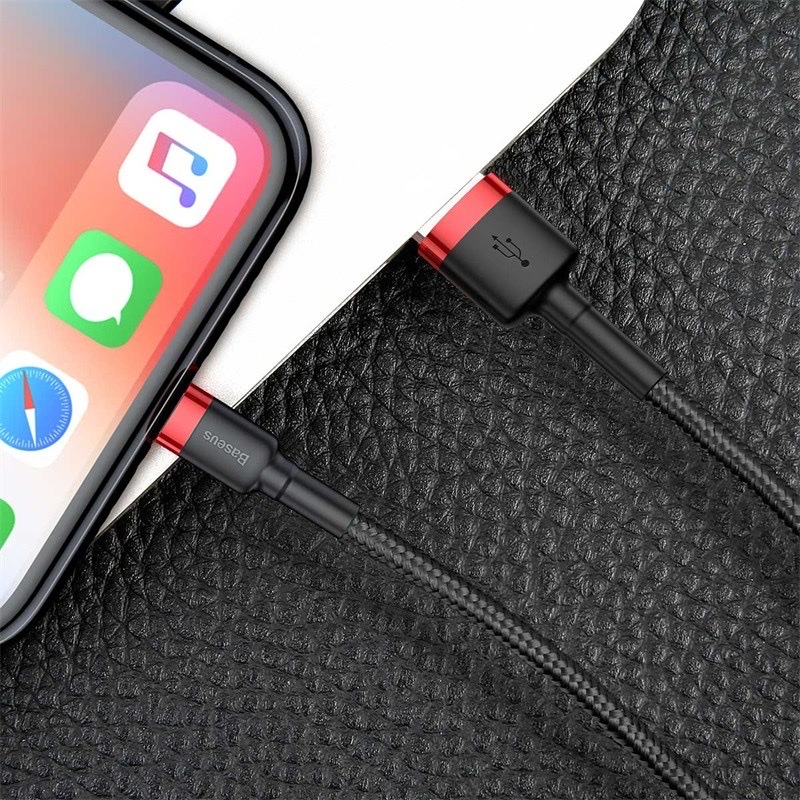 Cáp dù BASEUS USB to Lighting cho IP 5 tới 14PRM sạc Siêu bền và truyền dữ liệu 480mBps - Mã Cafule Kevlar