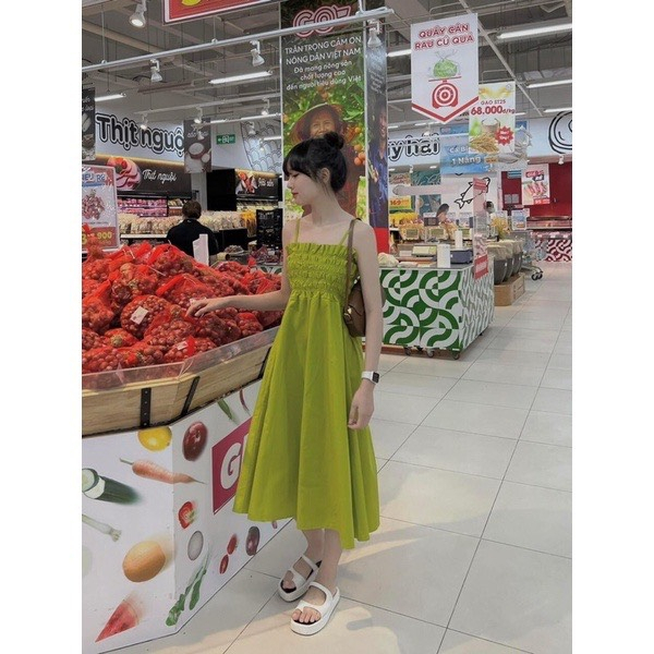 Đầm Váy Nữ Maxi 2 Dây Buộc Nơ Phía Sau Thích Hợp Đi Chơi Du Lịch