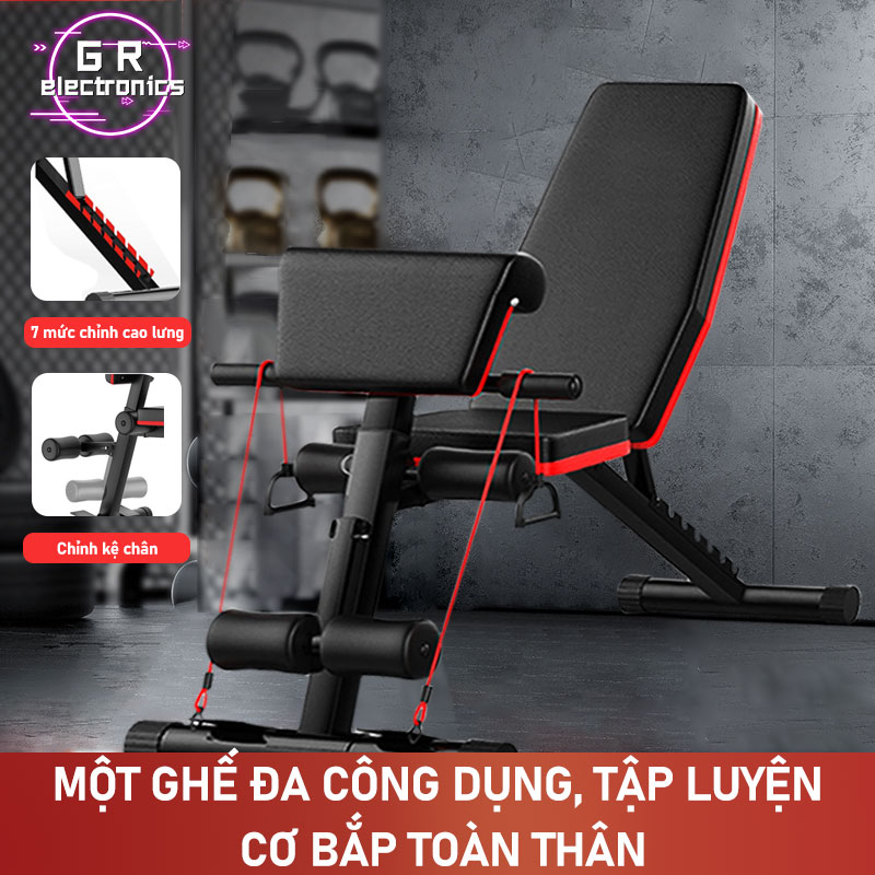 Ghế tập gym tập tạ 4 trong 1 có thể gấp đa chức năng dùng tại nhà ghế băng tập thao dụng cụ thể hình tạ đẩy