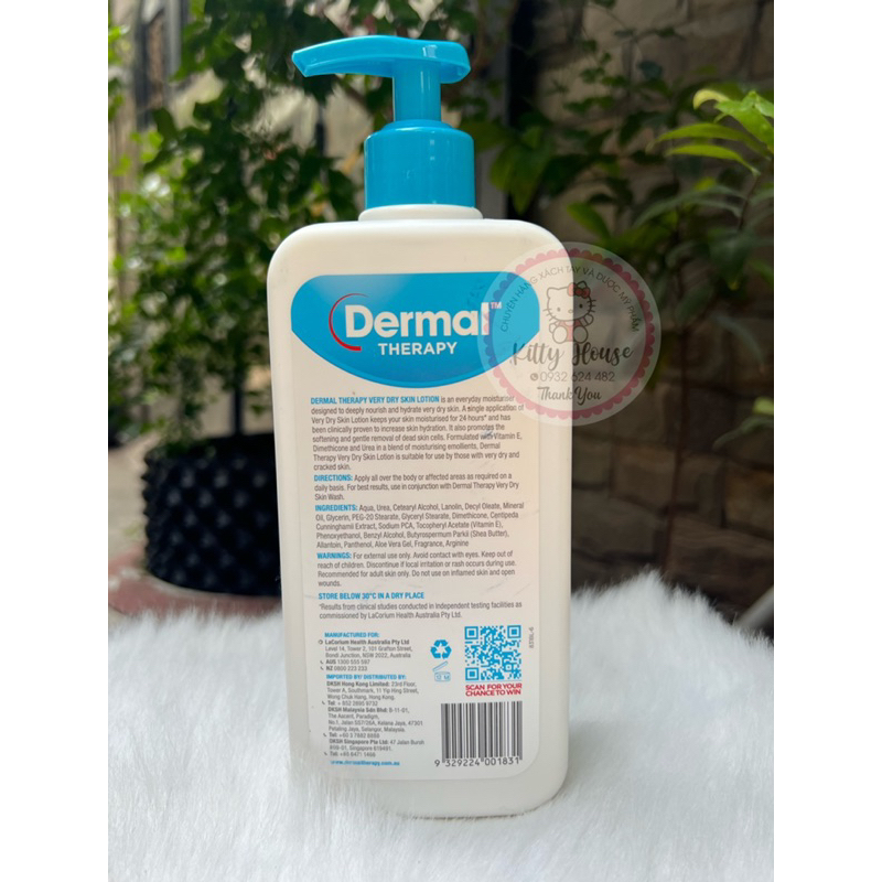 KEM DƯỠNG ẨM DERMAL VERY DRY SKIN LOTION CHAI 500ML