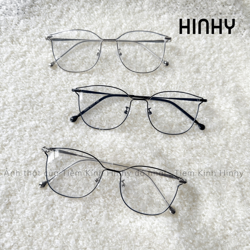 Gọng Kính Cận Kim Loại Dáng Mắt Mèo Hinhy Siêu Nhẹ Thời Trang Nam Nữ (Độ cận dưới 4) - 72835E