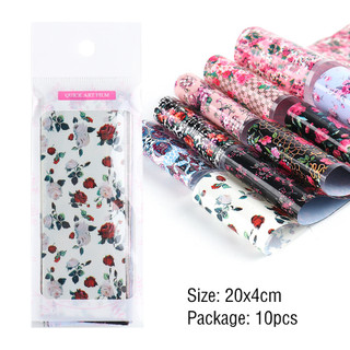 Foil hoa dán móng , trang trí móng tay Set 10 mẫu 20x4cm