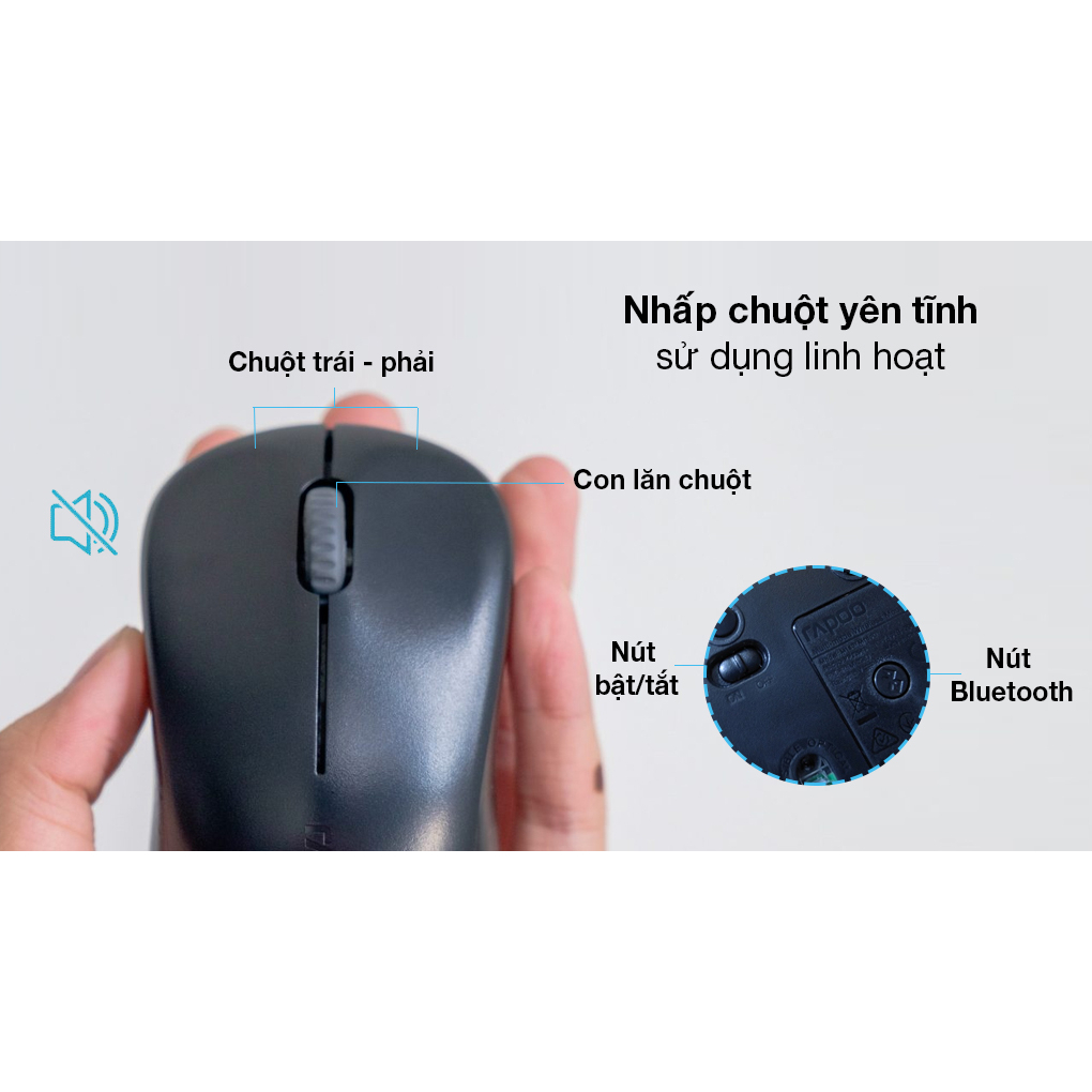 Chuột Không Dây Bluetooth Rapoo M160 Đen hàng like new