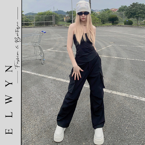 Set quần dù- áo ống, quần túi hộp douyin hot chất vải gió hạt cao cấp ELWYN EL26