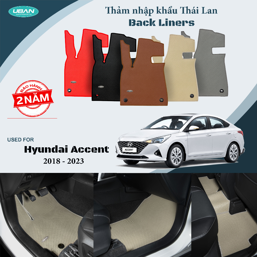 Thảm lót sàn UBAN cho xe Hyundai Accent (2018 - 2023) - Chât liệu PVC cao cấp nhập Thái Lan, khít sà