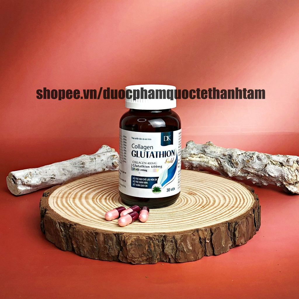 Viên uống đẹp da Collagen Glutathione Gold bổ sung vitamin e giúp trắng da, sáng da - Hộp 30 viên