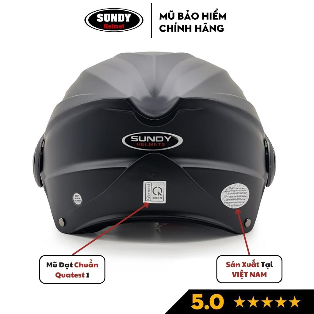 Nón bảo hiểm nửa đầu có kính SUNDY Helmets HP02K, vân mũ thể thao, Freesize (vòng đầu 56-59cm) cho nam nữ