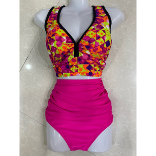 Bikini áo ctoptop mix quần nhún lưng siêu cao size 50-65 kg