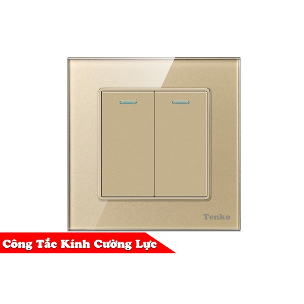 Công Tắc Âm Tường Mặt Kính Cường Lực Chống XướcTenko TK-F71-D-02 Mode Gold