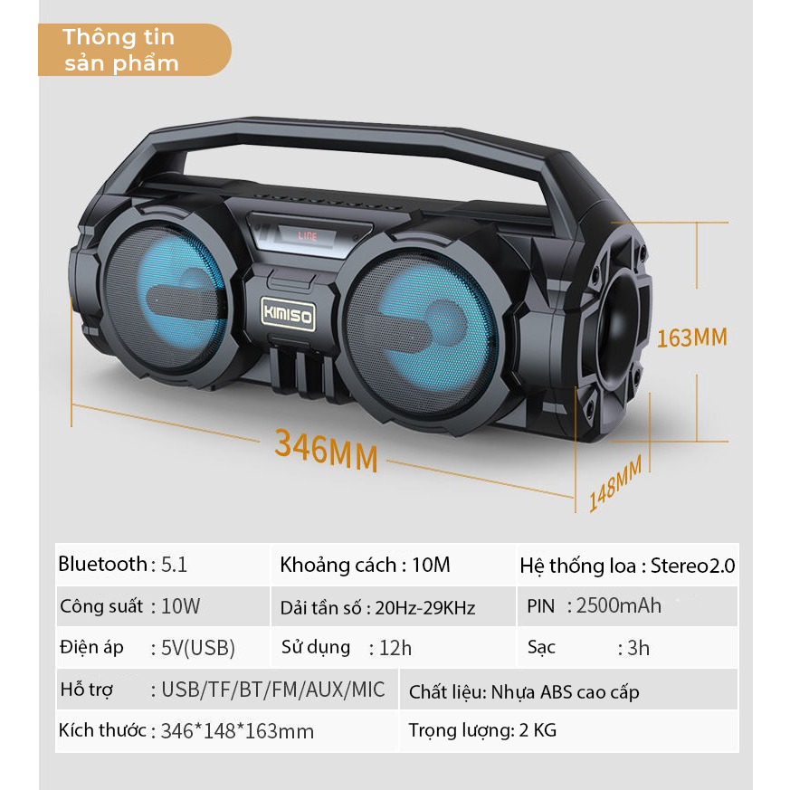 Loa hát Karaoke di động Bluetooth, kèm mic hát - D1401