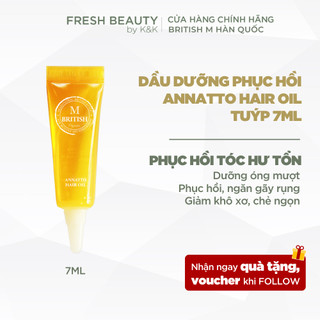 Dầu dưỡng tóc BritishM Annatto Hair Oil phục hồi tóc hư tổn, khô xơ, gãy rụng cho tóc óng mượt 7ml