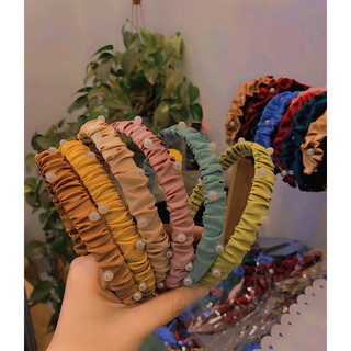 Bờm vải đính ngọc chai tông màu pastel