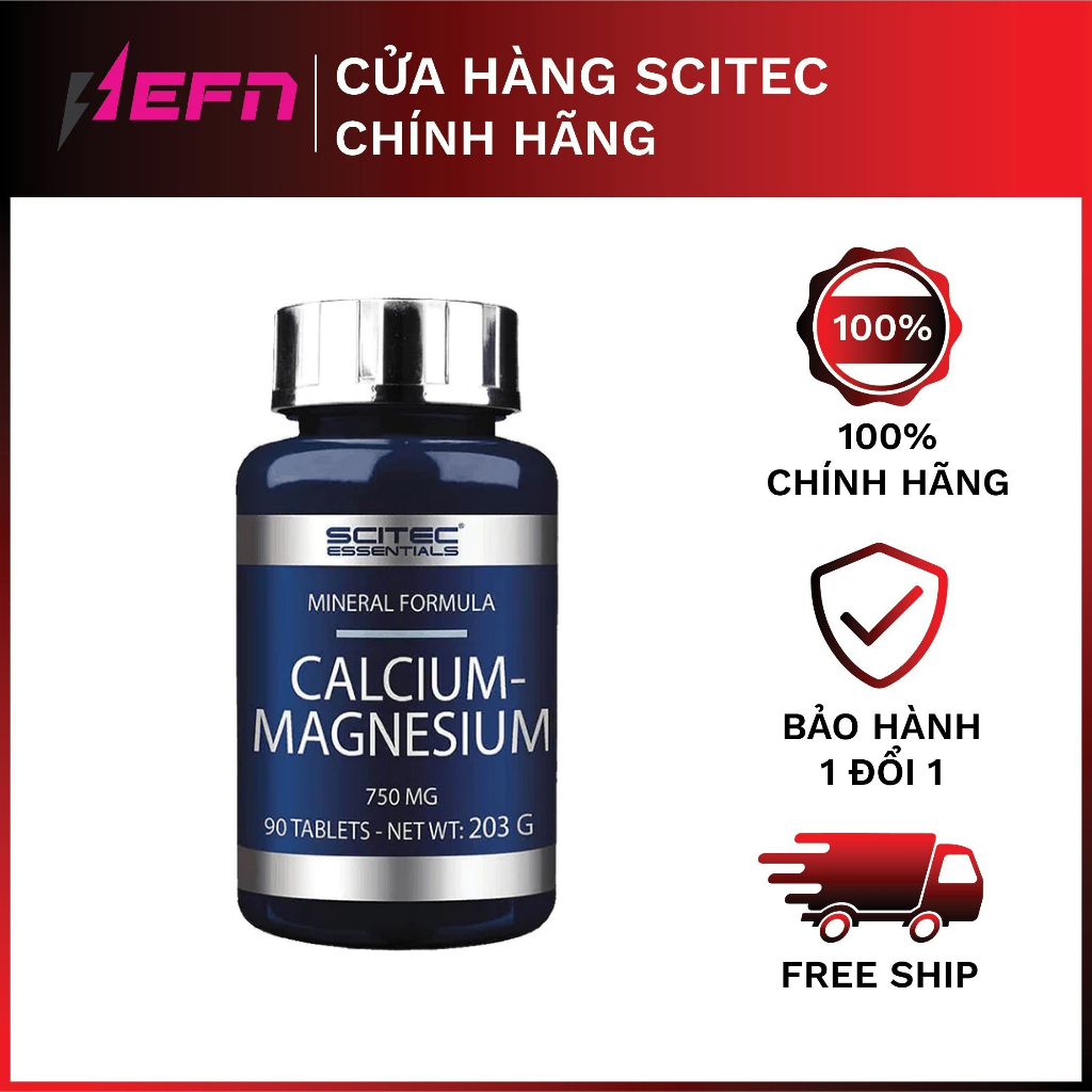 Calcium – Magnesium Scitec Nutrition Lọ 90 Viên Thực Phẩm Hỗ Trợ Sức Khỏe Xương và Hệ Miễn Dịch