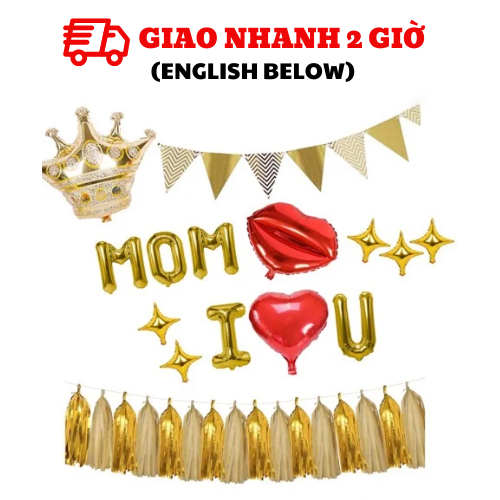 Bộ bóng trang trí ngày của mẹ Mothers Day màu vàng mfd23