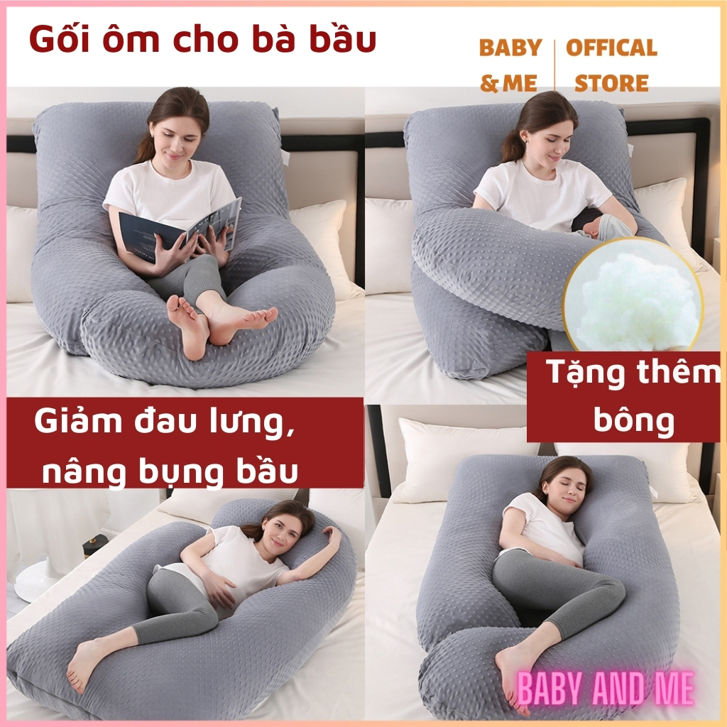 Gối ôm bà bầu chữ U vải nhung hạt nổi giảm đau lưng cho mẹ bầu , gối chữ G Baby And Me