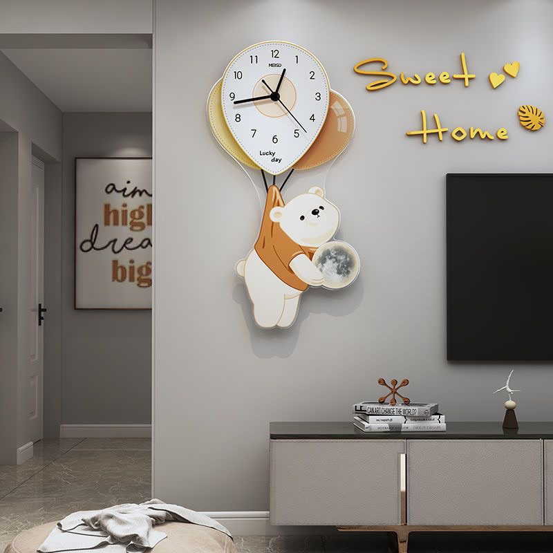 Đồng hồ treo tường hình con gấu decor nhà