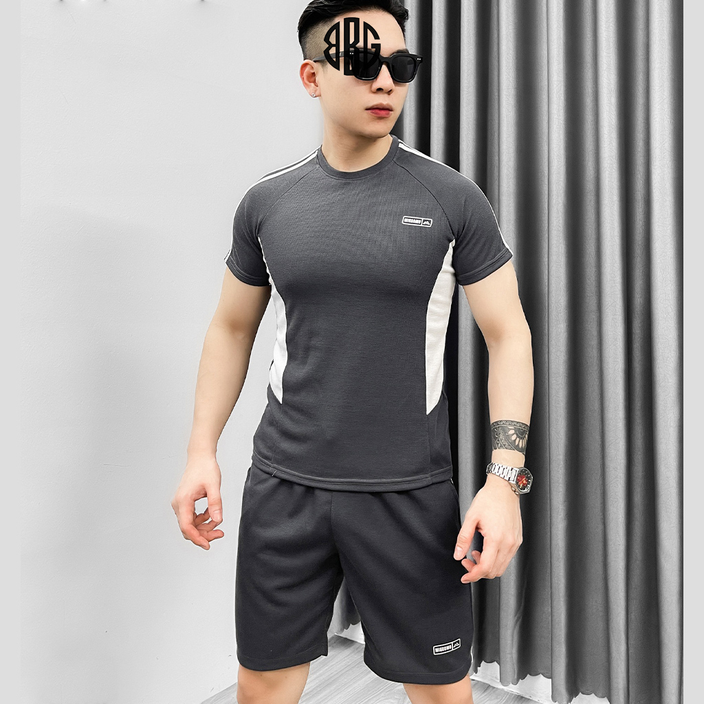 Bộ Thể Thao Nam Năng Động Cá Tính Chất Tổ Ong, Bộ Đồ Nam Cotton Họa Tiết Viền TRẮNG VAI Trẻ Trung BBG Fashion | BigBuy360 - bigbuy360.vn