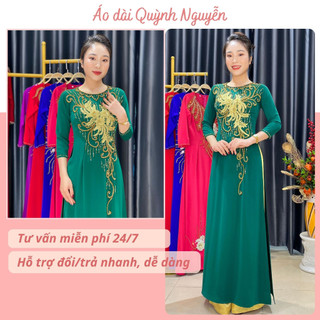 Áo dài nữ, áo dài lụa mỹ kết đá thủ công trang phục truyền thống MÃ D60