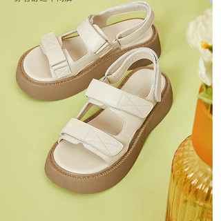  GIÀY SANDAL NỮ VIỀN MAY CHỈ DÁN QUAI Đế Cao 4cm Hàn Quốc Màu Đen/Trắng Xang đan thời trang quai hậu đi học
