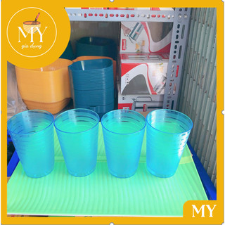 Set 4 ly nhựa tròn sọc hofaco 350ml nhiều màu - 4 ly nhựa