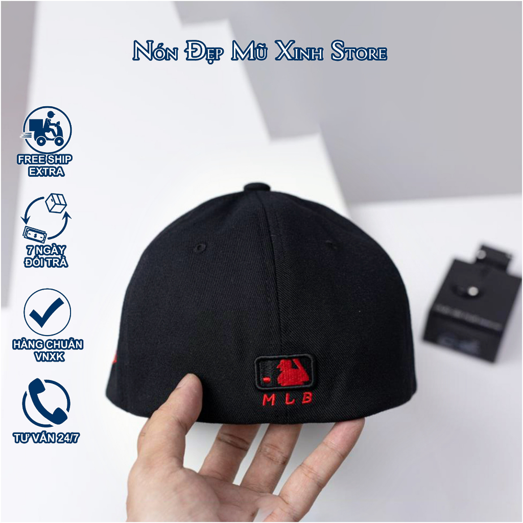 NÓN LƯỠI TRAI  M.L.B Chất liệu Cotton cao cấp, Màu Trắng Đen, logo B thêu nối, đường may tinh tế. thời trang