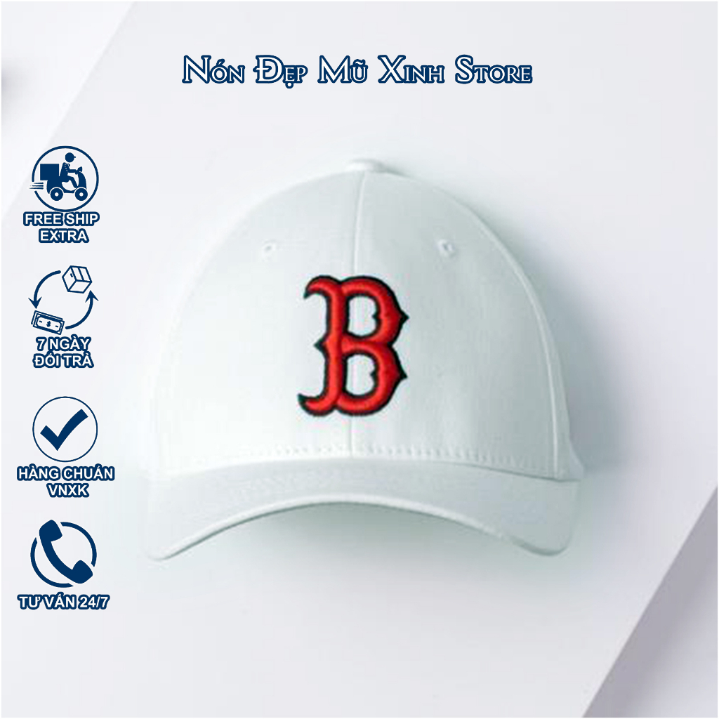 NÓN LƯỠI TRAI  M.L.B Chất liệu Cotton cao cấp, Màu Trắng Đen, logo B thêu nối, đường may tinh tế. thời trang