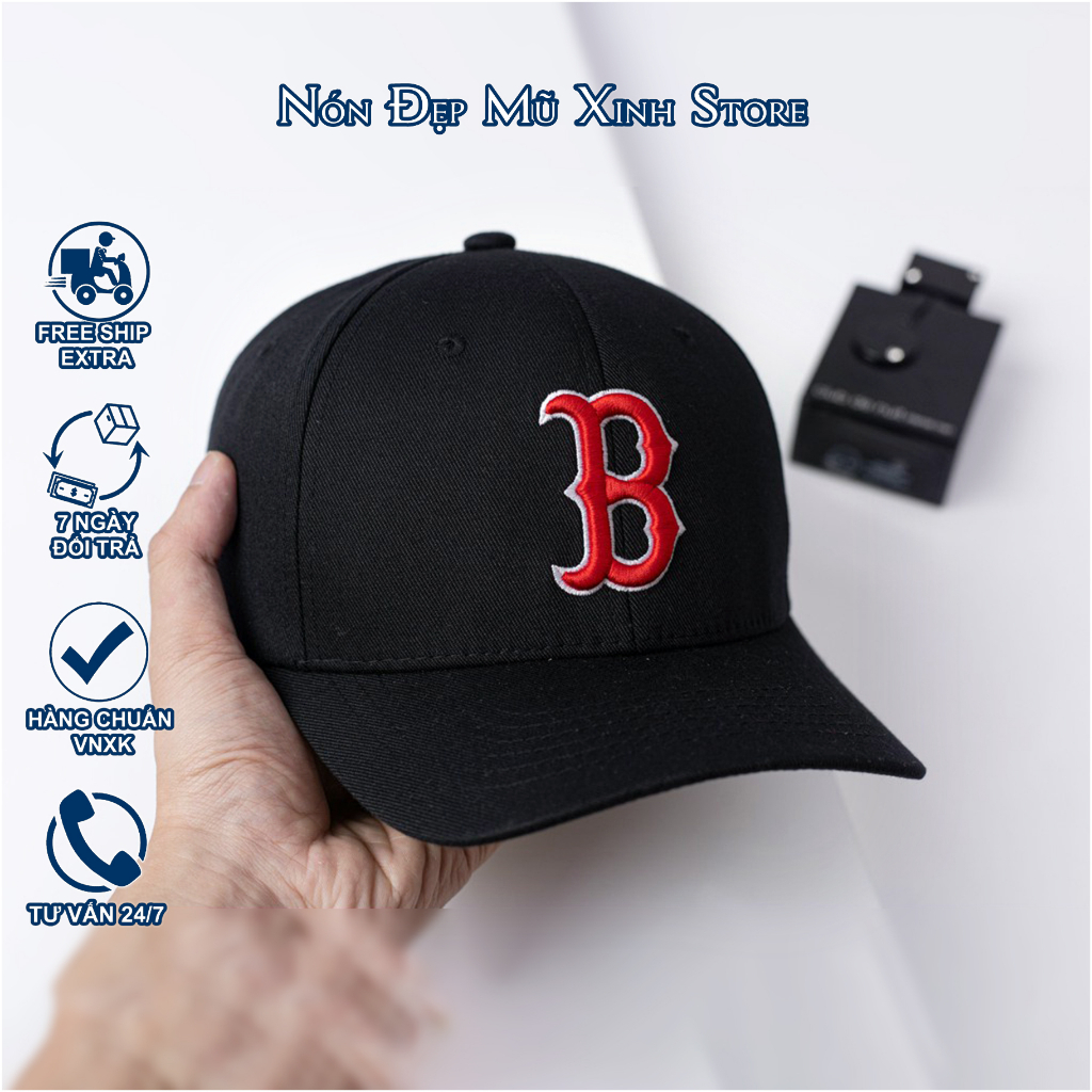 NÓN LƯỠI TRAI  M.L.B Chất liệu Cotton cao cấp, Màu Trắng Đen, logo B thêu nối, đường may tinh tế. thời trang
