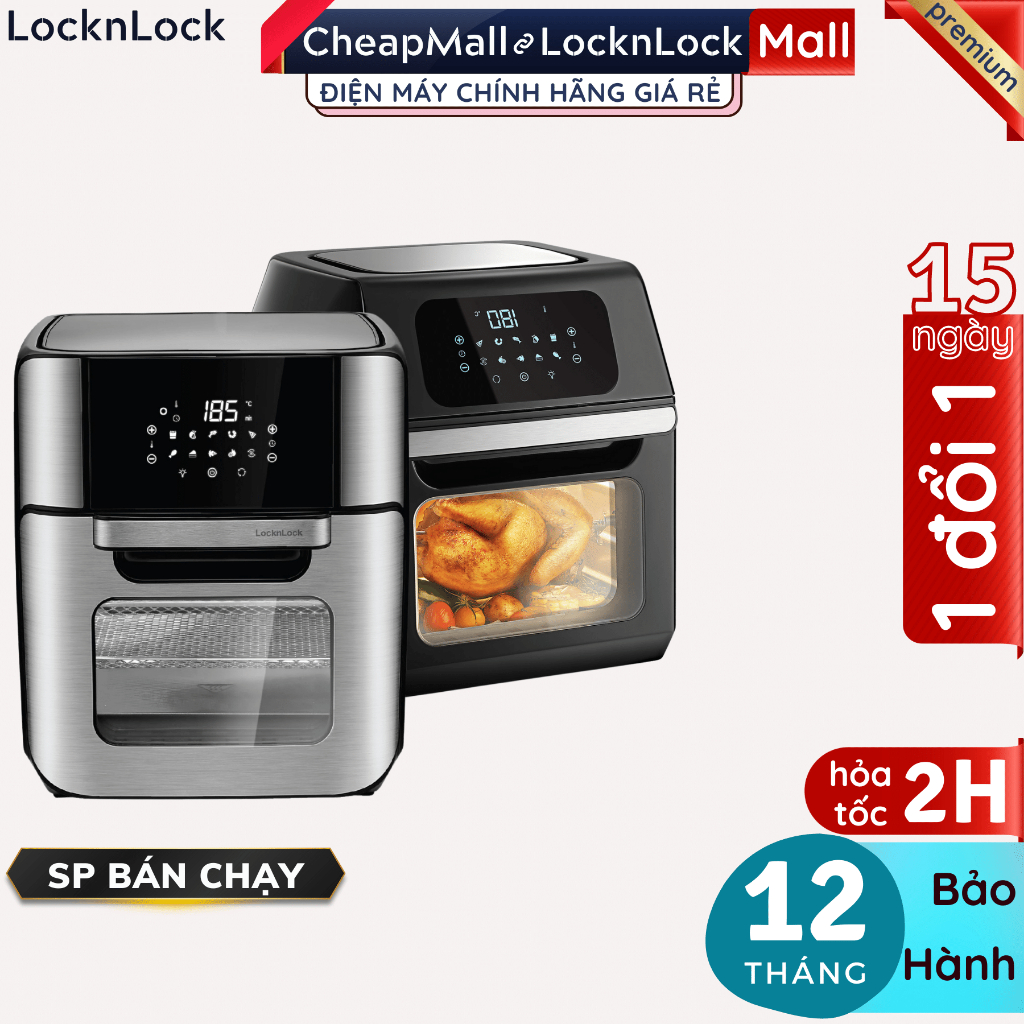 Nồi chiên không dầu LocknLock EJF696 (12 Lít) kết hợp nướng chân không hiện đại EJF696BLK - CheapMall OFF