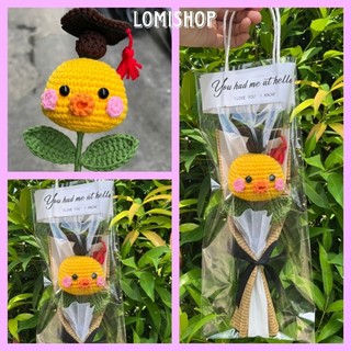 [Ảnh thật] Bó hoa len móc bé vịt tốt nghiệp Lomishop - Quà tốt nghiệp.