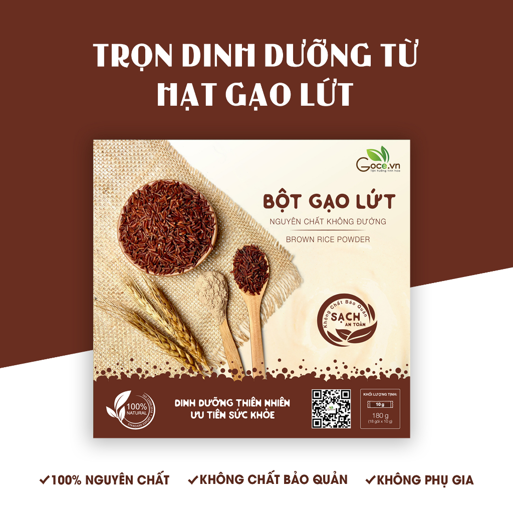 Bột gạo lức huyết rồng giảm cân giữ dáng nguyên chất nguyên chất GOCE - 180g (18 gói x 10g)