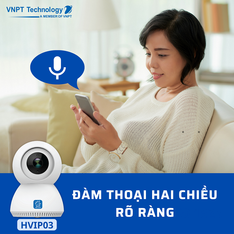 Camera IP Wifi Để Bàn Thế Hệ Mới VNPT Technology ONE HOME HVIP03 xoay 360 kèm thẻ 16Gb hàng Việt Nam Chất Lượng Cao