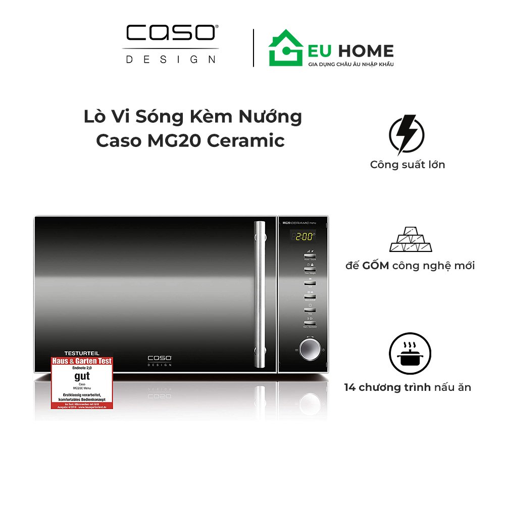 Lò Vi Sóng Kèm Nướng CASO MG20 Ceramic Menu - Eu Home