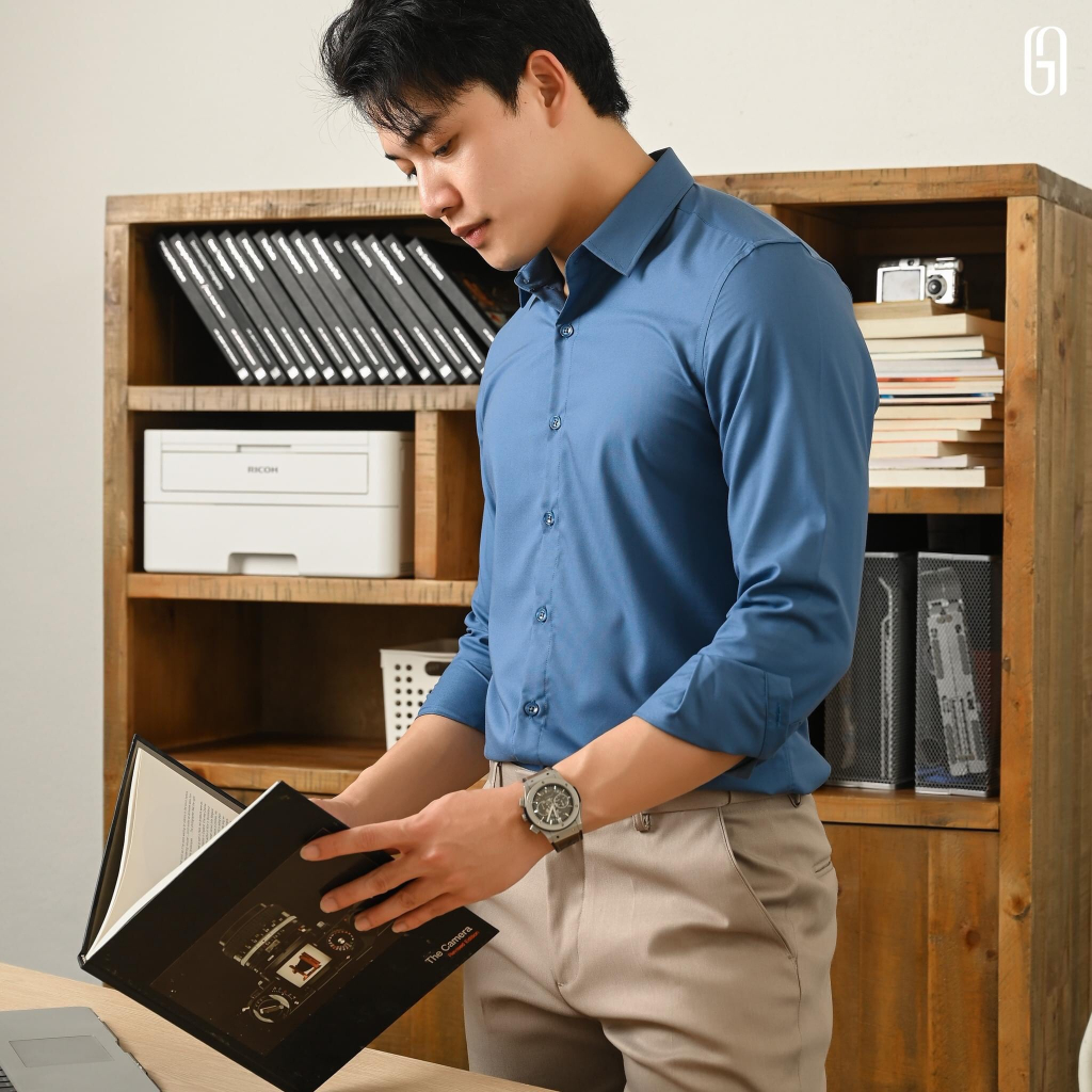 Áo Sơ Mi Nam Dài Tay Công Sở Dáng Ôm Body Hàn Quốc Chất Liệu Lụa Cao Cấp Co Giãn Nhẹ Không Nhăn, Phong Cách Lich Lãm | BigBuy360 - bigbuy360.vn