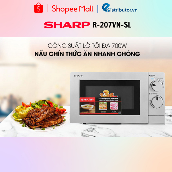 Lò Vi Sóng Sharp R-207VN-SL (20L) - Hàng chính hãng