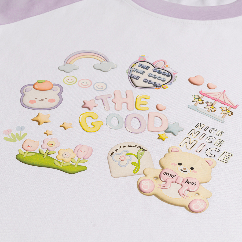 Áo Phông Nữ THE GOOD "Teddy Park", Áo Baby Tee In Hình Họa Tiết Gấu Cute Tay Lỡ Form Fit Chất Cotton Dày Dặn