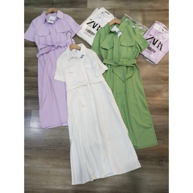 Đầm sơ mi linen zara, hàng vnxk
