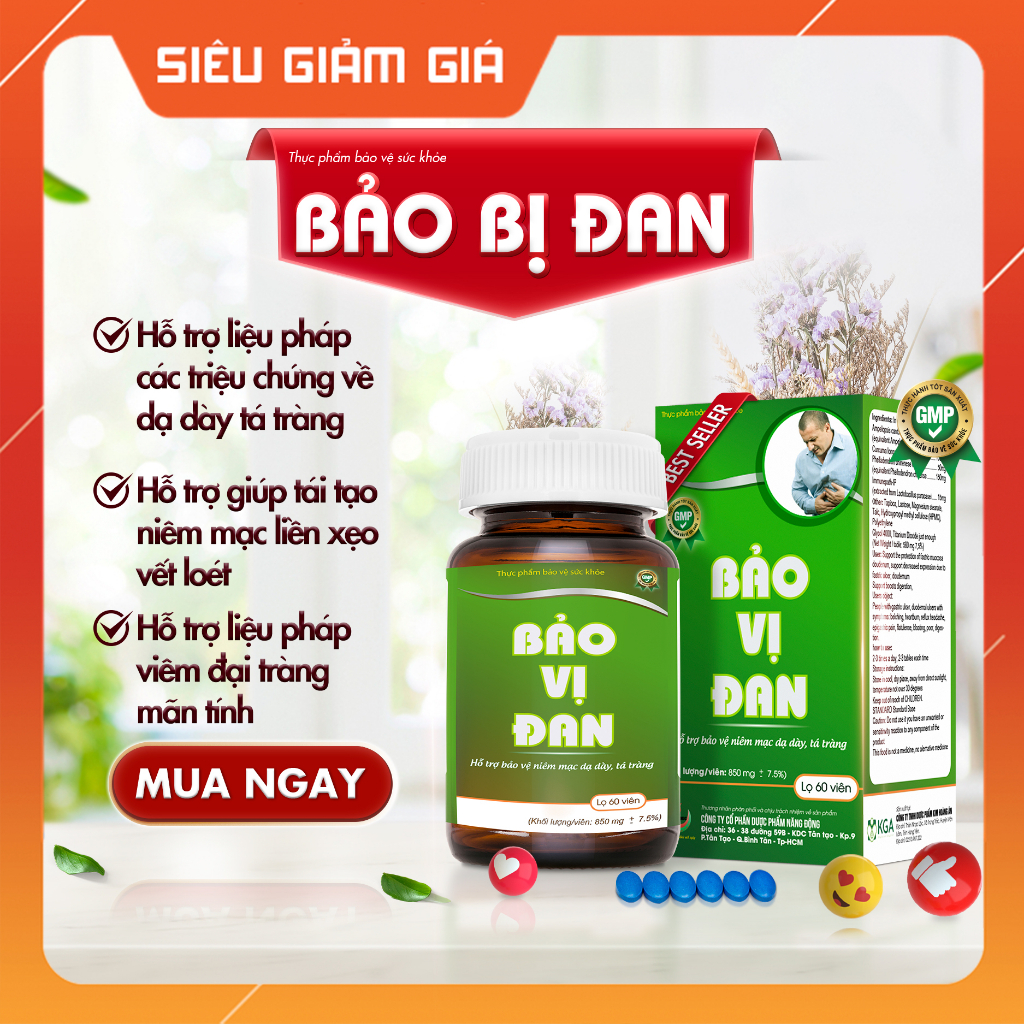 Giảm ợ chua, trào ngược thực quản, đầy hơi, chướng bụng, tiêu hóa kém - Bảo Vị Đan - Lọ 60 viên