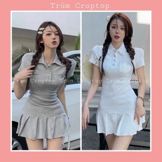 Váy polo ngắn tay đuôi cá chất thun gân dày dặn form ôm body dưới 53kg mặc đẹp
