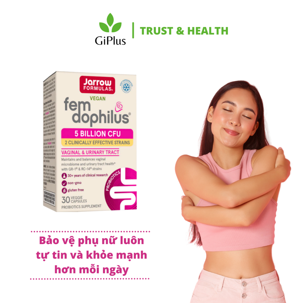 Viên Uống Bổ Sung Lợi Khuẩn Jarrow Formulas Fem Dophilus 5 Billion CFU, Cân Bằng Hệ Men Vi Sinh Cho Phụ Nữ (30 Viên/Lọ)