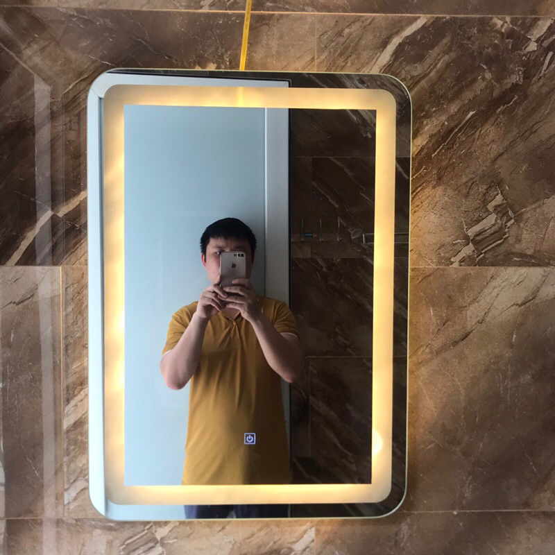 Gương nhà tắm, gương soi led phun cát mặt KT50x70cm