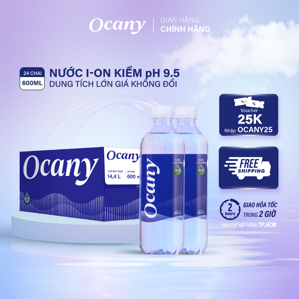 Nước uống ion kiềm Ocany 600ml Thùng 24 chai