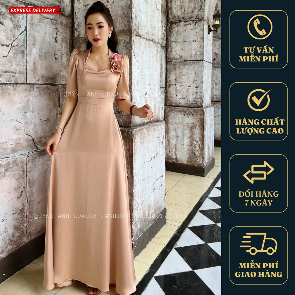 Đầm Xòe Dạ Hội Màu Nude Thiết Kế Sang Trọng Amabel Dress