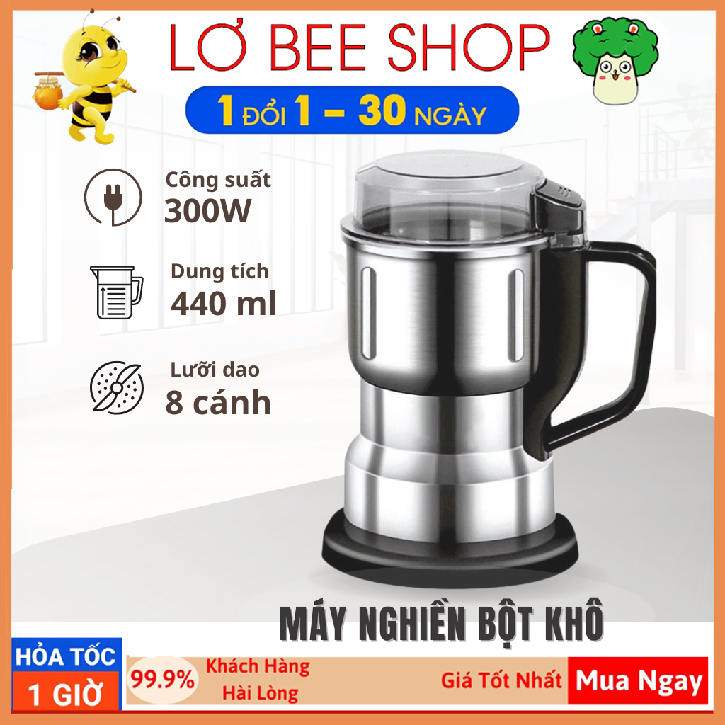 Máy Xay Hạt Khô Siêu Mịn Công Suất 300W, 8 Lưỡi Dao Đa Năng - Dụng cụ Nghiền Đồ Khô, Hạt Cà Phê, Ngũ Cốc, Gia Vị