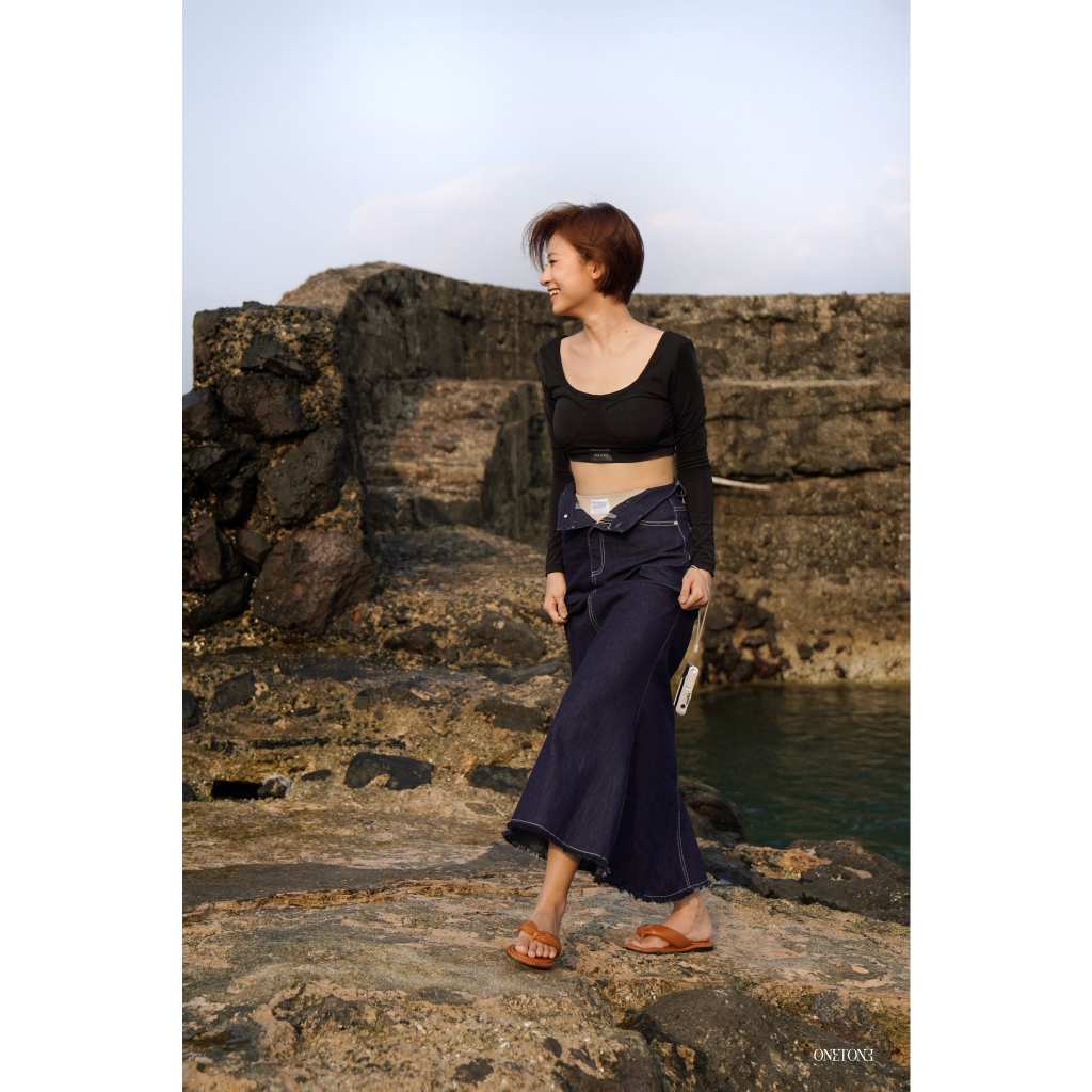 Set đồ bơi nữ Onetone dài tay cổ vuông Pattaya