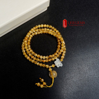   Hàng V.i.p  Chuỗi vòng tay đá Thạch Anh tóc vàng mix charm túi ti.ền size hạt 06 li dành cho nữ 