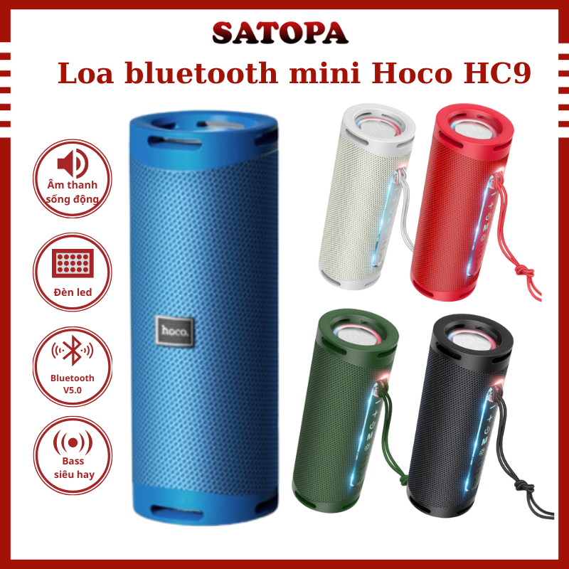 Loa bluetooth mini HOCO HC9, Loa không dây di động bluetooth chính hãng âm thanh hay to rõ không rè bass mạnh - SATOPA